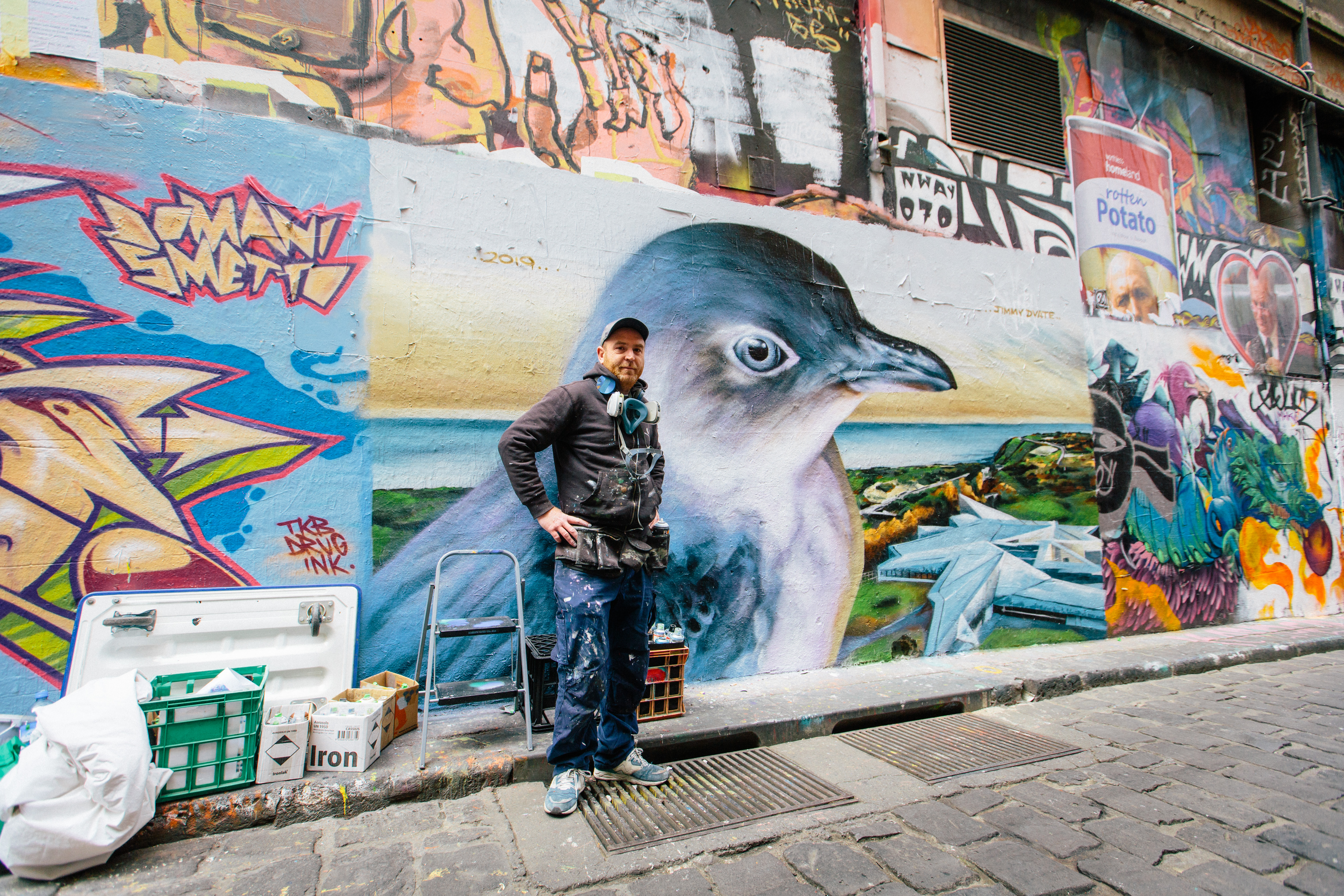 Article image for Why there’s a big penguin is Hosier Lane (and why it’s already graffiti’d)