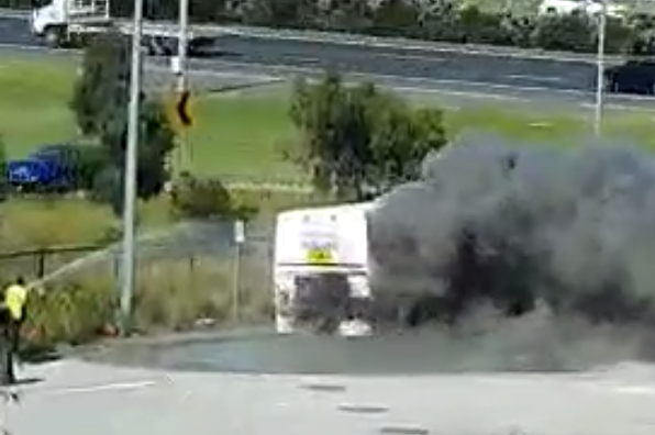 Article image for School bus catches fire on EastLink