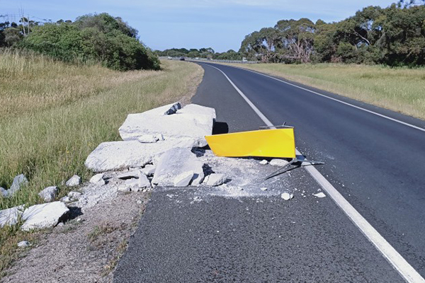 Article image for Concrete left dumped on side of Mornington Peninsula freeway for three months