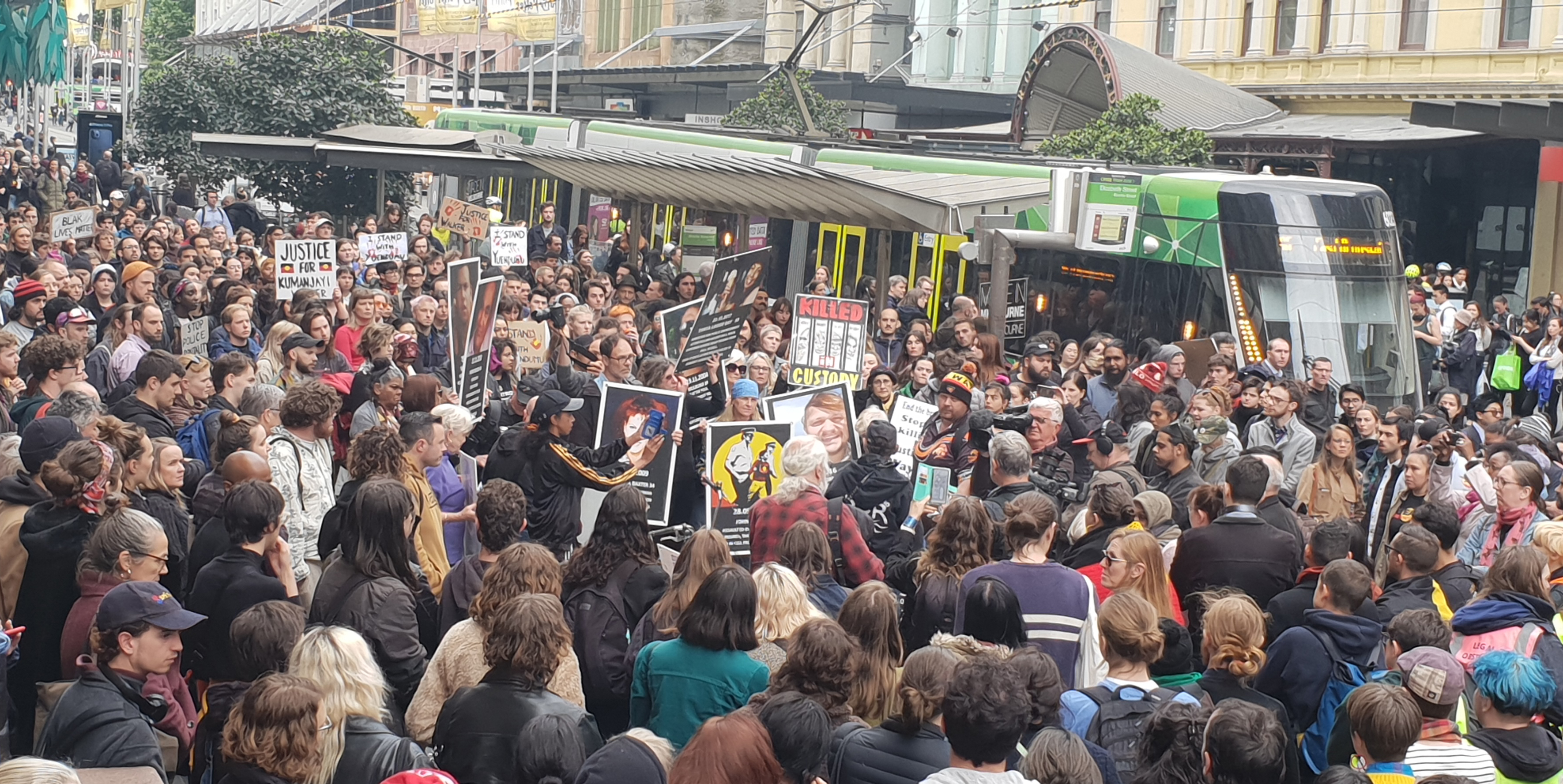 Article image for Hundreds of protesters block Bourke Street Mall