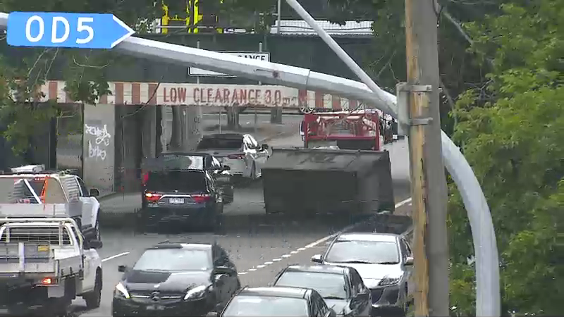 Article image for Truck carrying a skip strikes Montague Street Bridge