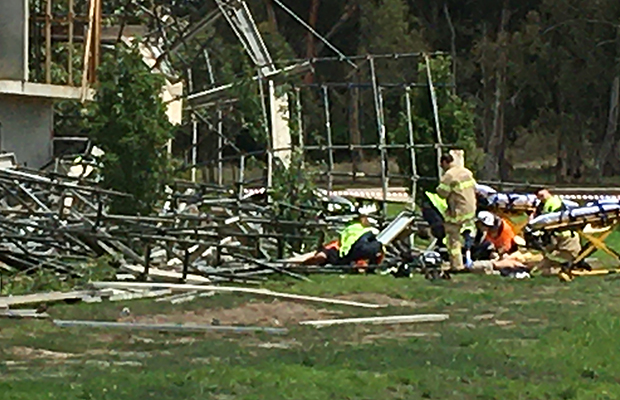 Article image for Large section of scaffolding collapses at Craigieburn, injuring several people