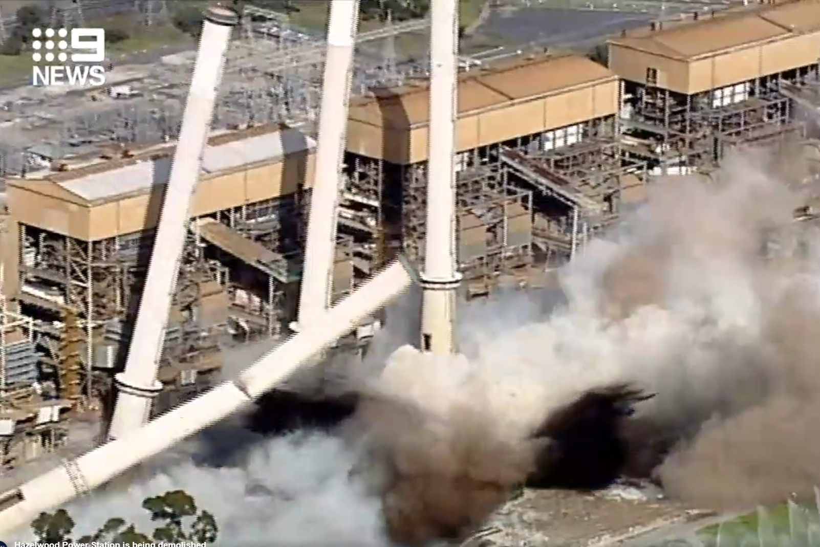 Article image for WATCH: Hazelwood Power Station chimneys demolished