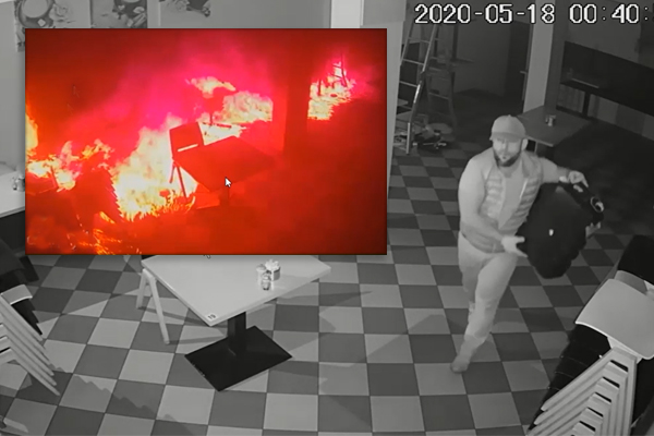 Article image for CCTV captures arsonist setting an Armadale cafe alight