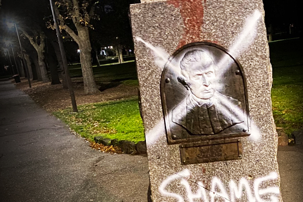 Article image for Cook monument defaced, historic cottage under guard