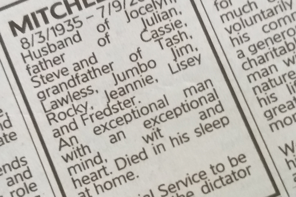 Article image for An unusual death notice has been spotted in the paper