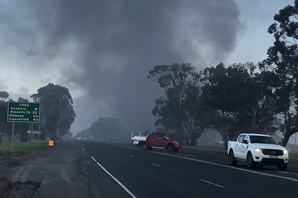 Article image for Black smoke chokes Melbourne’s north-west as firefighters battle tip blaze