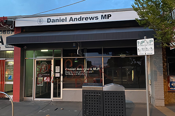 Article image for Premier’s electoral office smashed and graffitied overnight