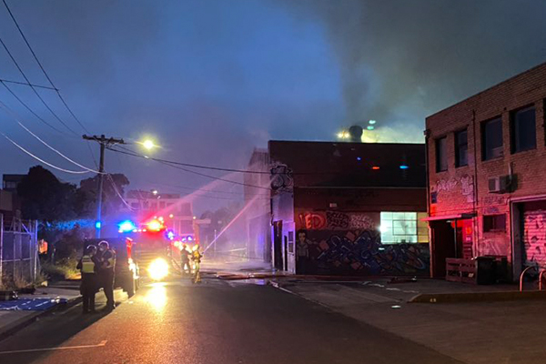 Article image for Firefighters battle major blaze at a Brunswick furniture factory