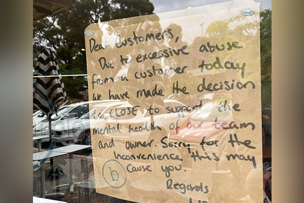 Article image for ‘Excessive abuse’ from aggressive customer forces Melbourne cafe to shut its doors