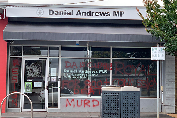 Article image for Premier’s electoral office targeted in another graffiti attack