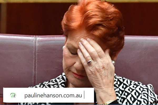 Article image for Pauline Hanson’s website domain has been snapped up and redirected