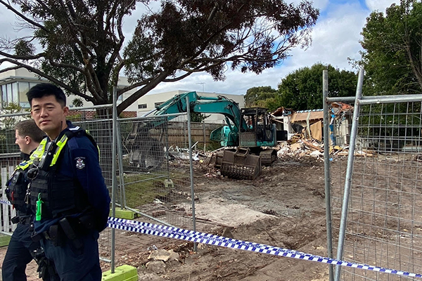 Article image for Excavator ‘firebombed’ at controversial development site in Melbourne’s south-east