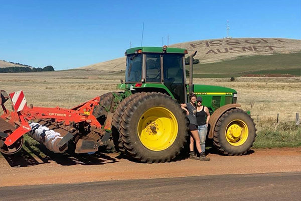 Article image for Young farmer ploughs protest message against proposed power grid plan