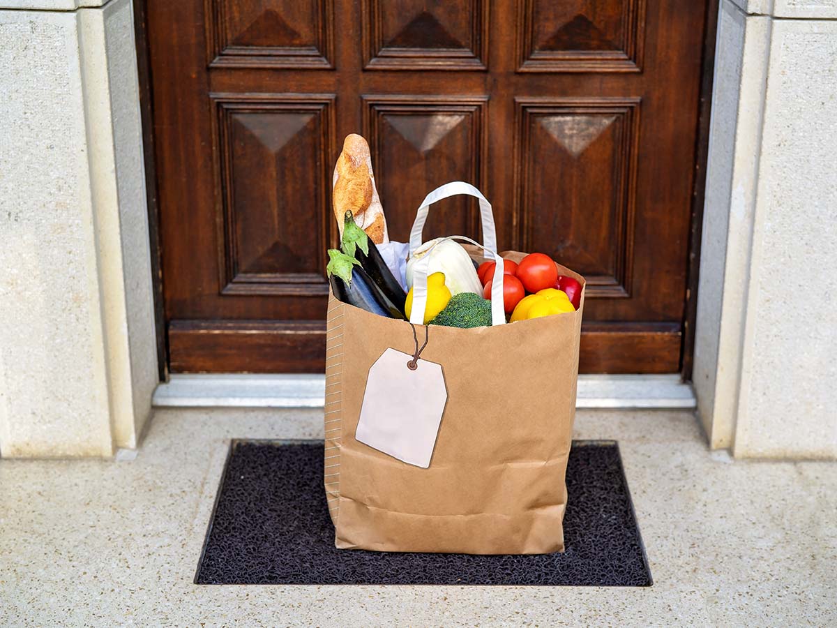 Parcel of food on doorstep