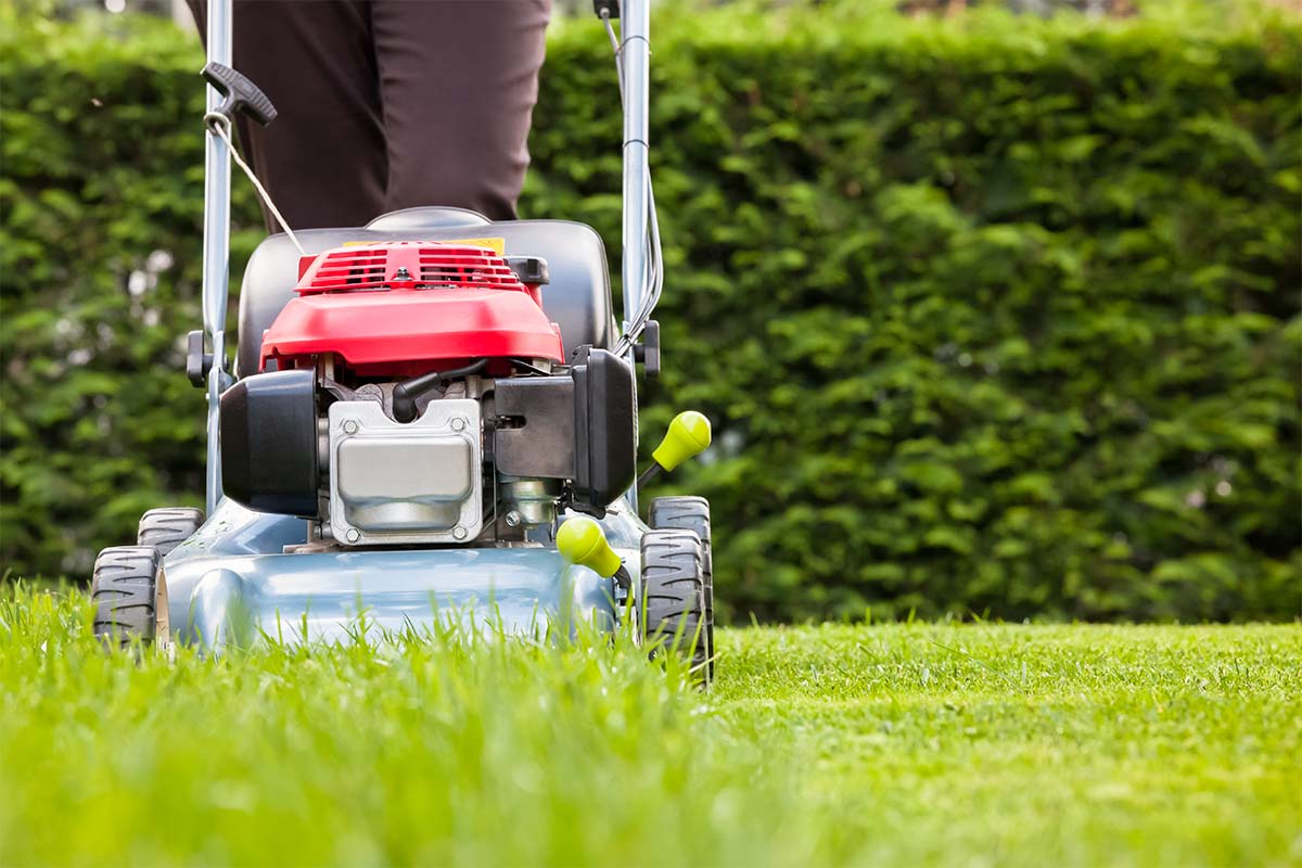 Mowing grass