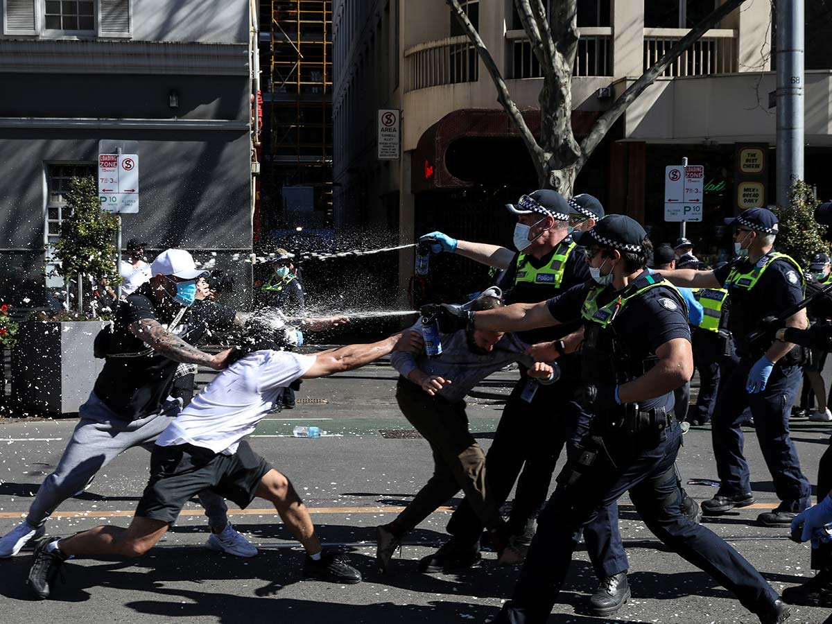 Article image for The first thing Sly noticed about violent anti-lockdown demonstrators on the weekend