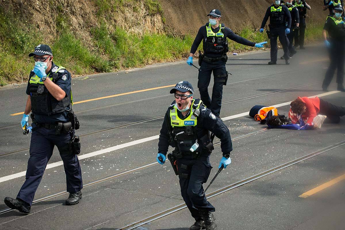 Police at richmond protest