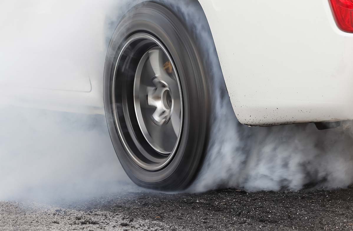 Car wheel burnout