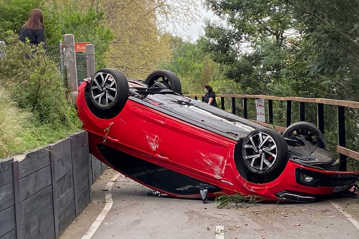 Article image for Darren James narrowly escapes car that ended up on Yarra bike trail