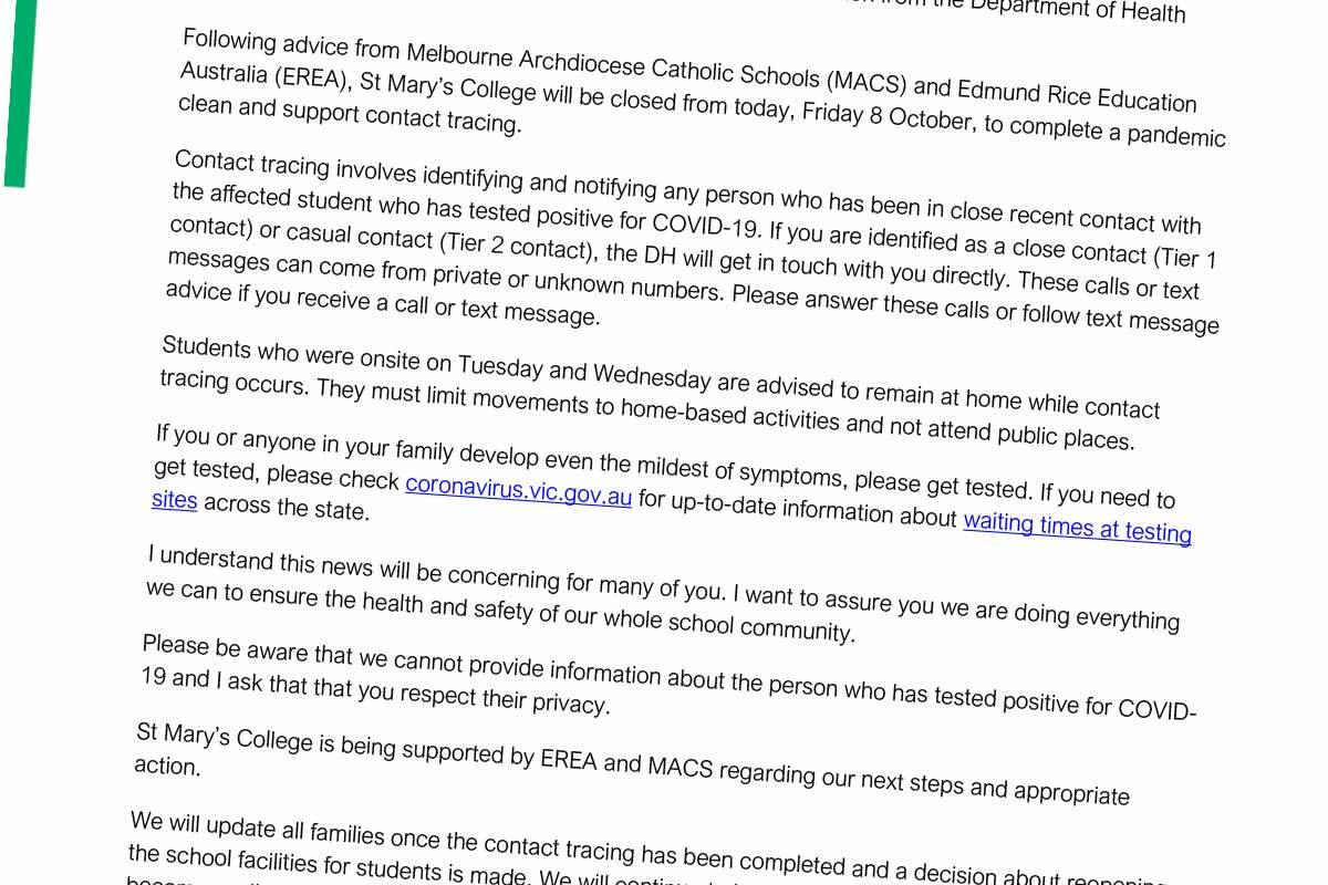 Article image for Two Melbourne schools send students home due to COVID-19