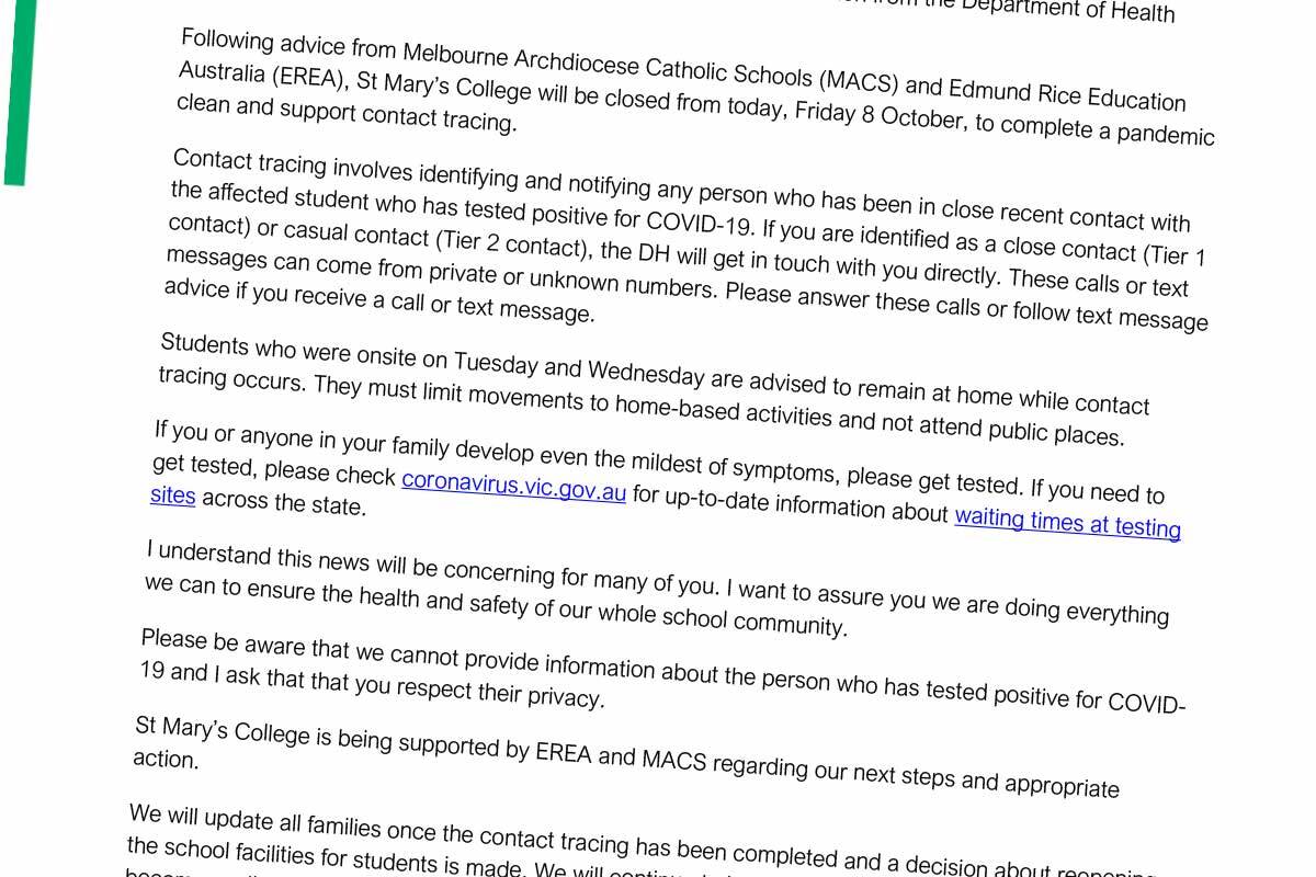 Article image for Two Melbourne schools send students home due to COVID-19