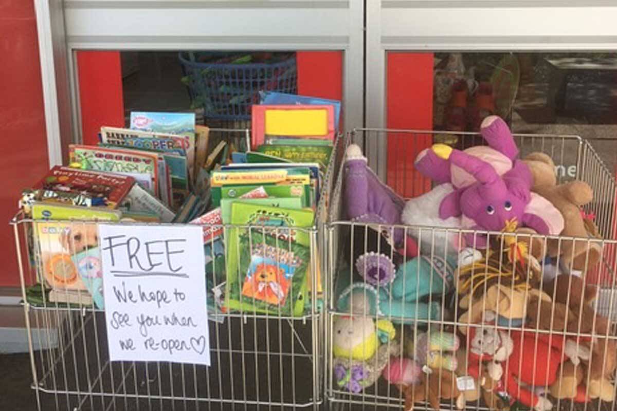 Article image for Salvation Army leaves toys and books for kids outside closed shop