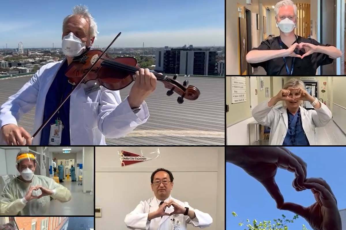 Article image for Frontline heroes spark joy with ‘magnificent’ international scrub choir