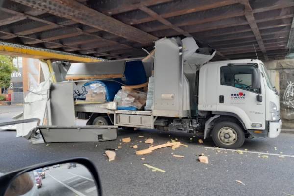 Article image for Another truck falls victim to the Montague Street Bridge