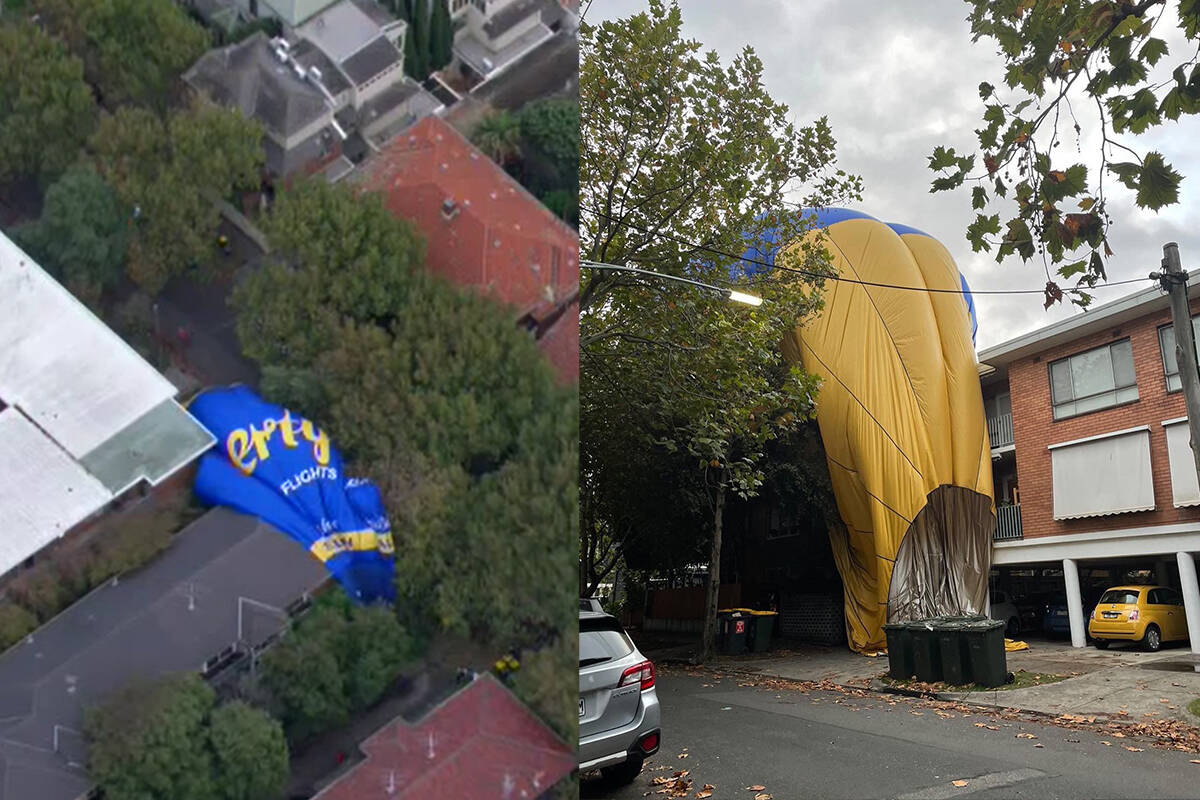 Article image for ‘Pretty scary’: Hot air balloon comes down on homes in Elwood