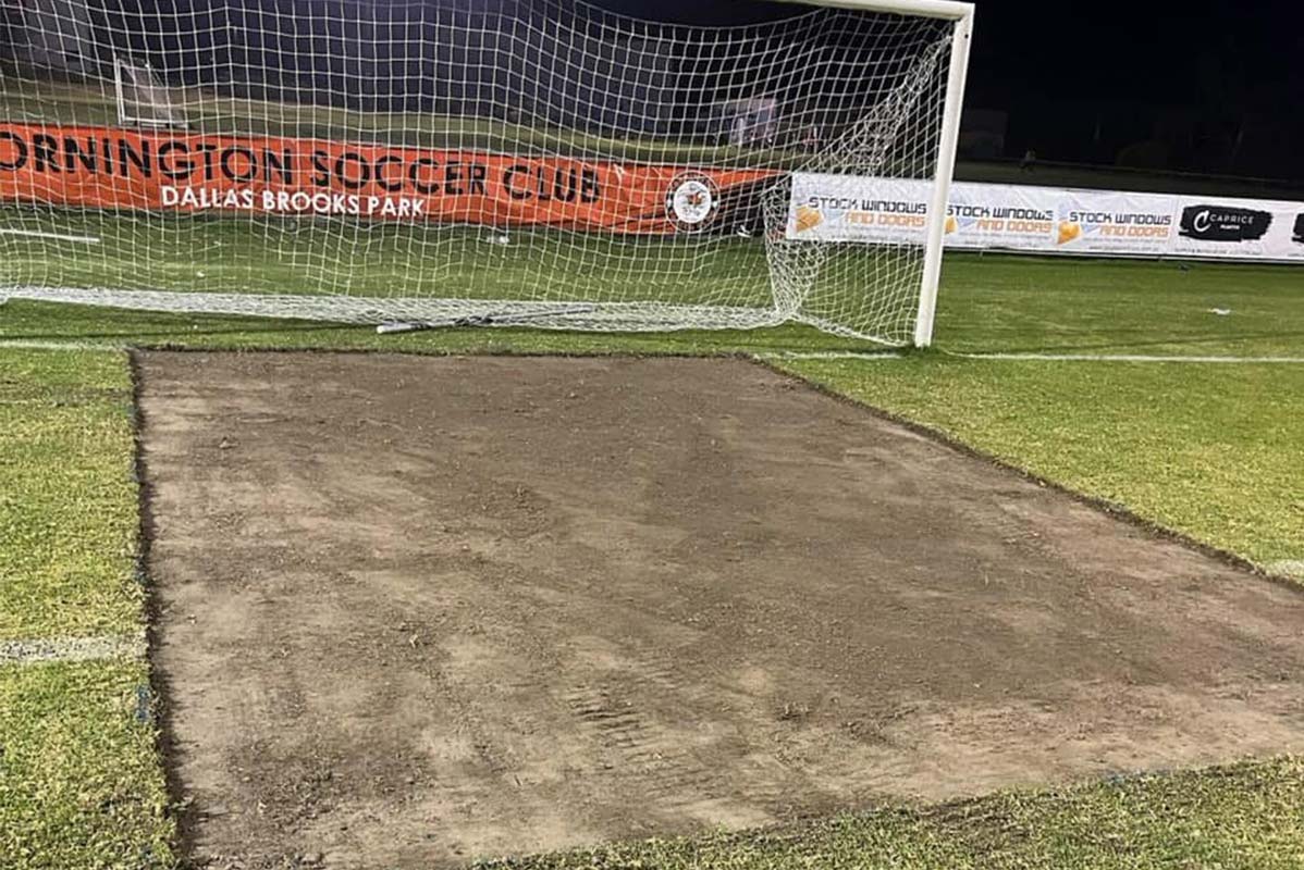Article image for Mornington Peninsula soccer pitch accidentally ripped up four weeks into season