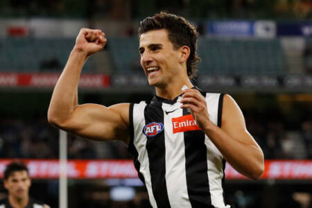 Midfield nightmare: Pies young gun plays straight bat on moving on-ball