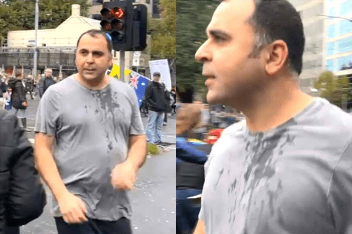 Article image for Manhunt after protester attacks police officer twice