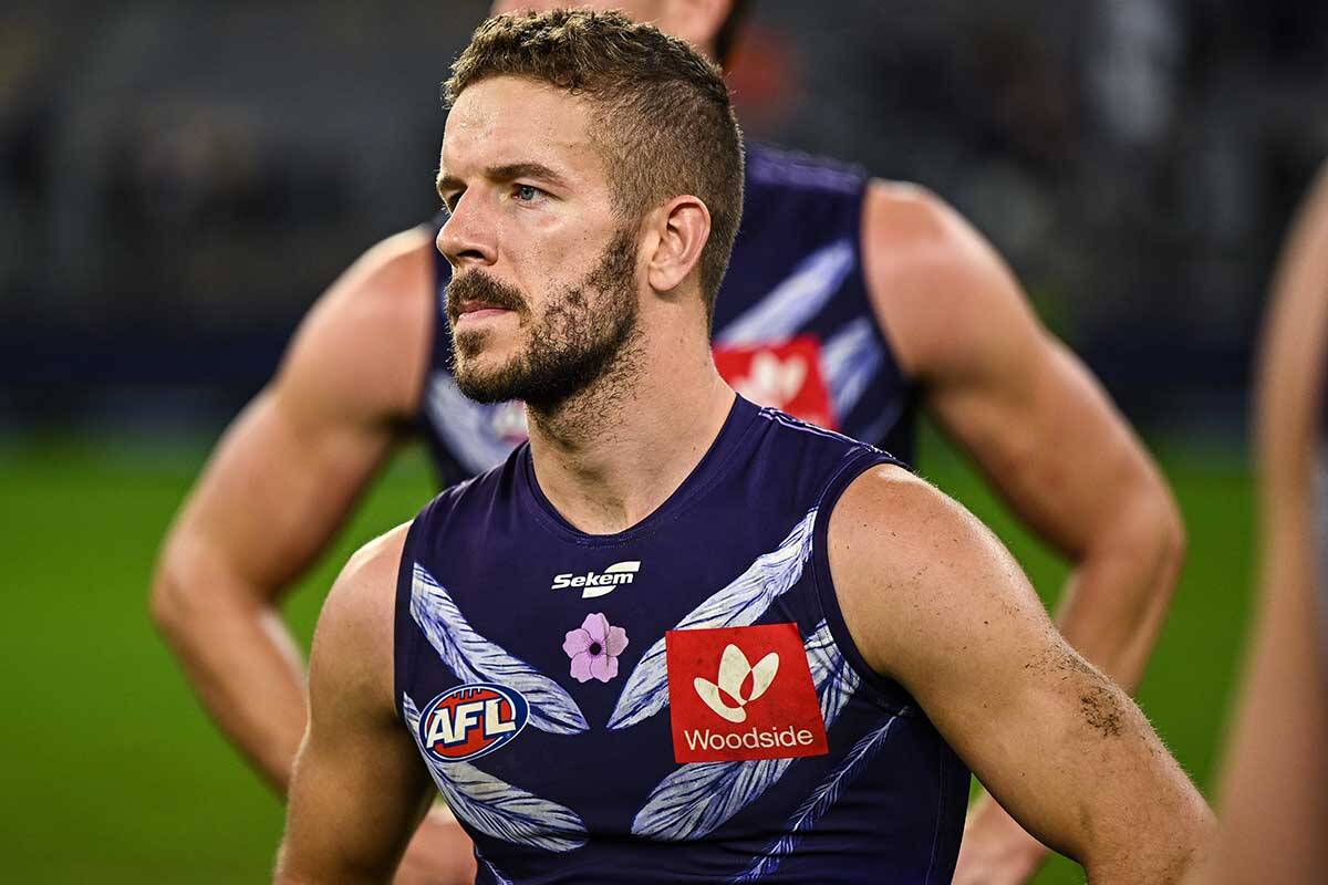 Article image for Fremantle forward sent straight to tribunal over ugly clash with Collingwood young gun