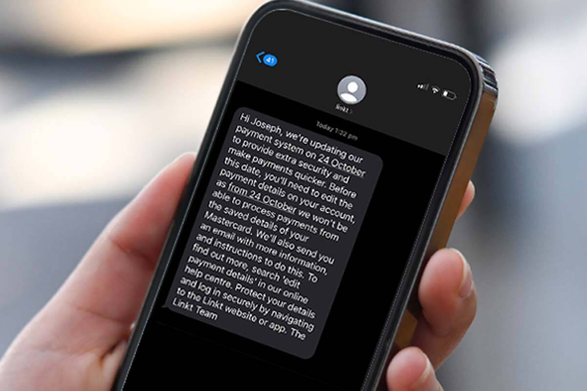 Legitimate Linkt text message sets scam 