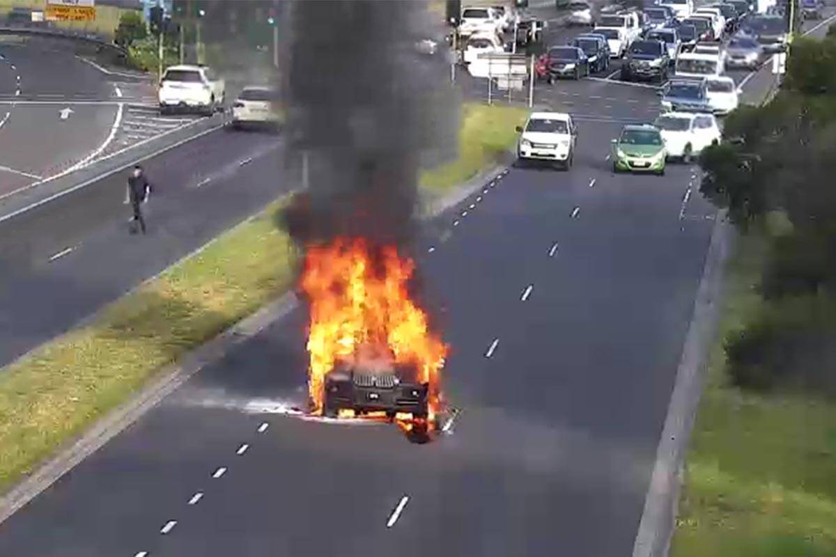 Article image for Car bursts into flames on Chandler Highway
