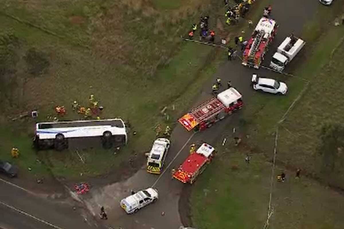 Article image for Truck driver charged after horror school bus crash