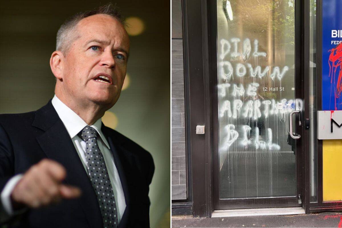 Article image for Bill Shorten hits out at ‘anonymous hoons’ who vandalised his office this morning