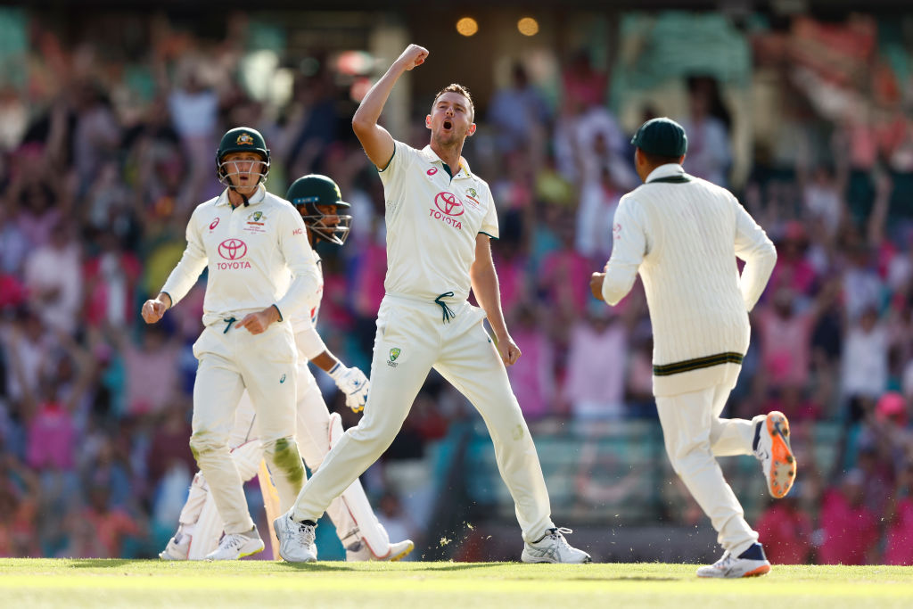 Article image for ‘It’s unbelievable’: Hazlewood takes three wickets in a over as Pakistan crumble