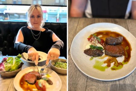 Emilia reviews a restaurant with an AI created menu
