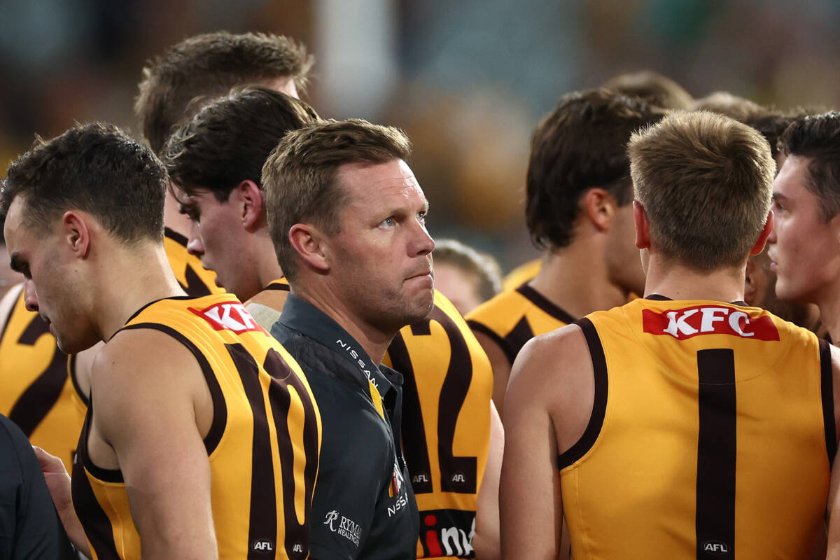 Article image for ‘Very good coach’: Eddie McGuire and Jimmy Bartel defend Sam Mitchell as pressure mounts