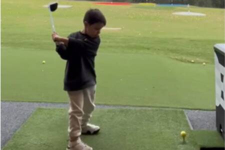 ‘He hits it beautifully!’: Five-year-old hits hole-in-one at driving range!