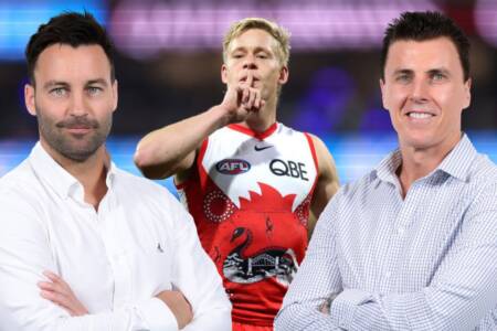 Jimmy Bartel and Matthew Lloyd’s immediate reaction to Sydney’s BIG win over Carlton