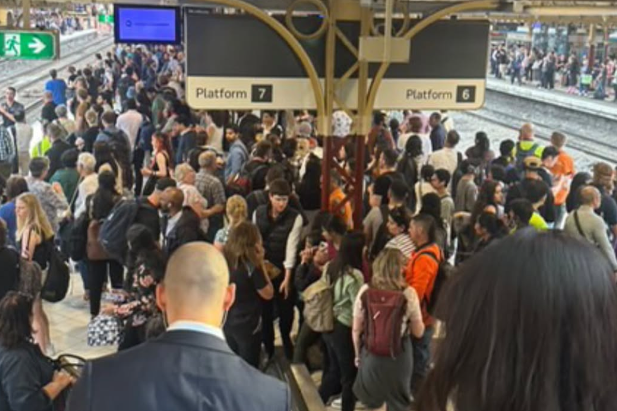 Article image for Platforms packed at Flinders Street Station due to extreme delays