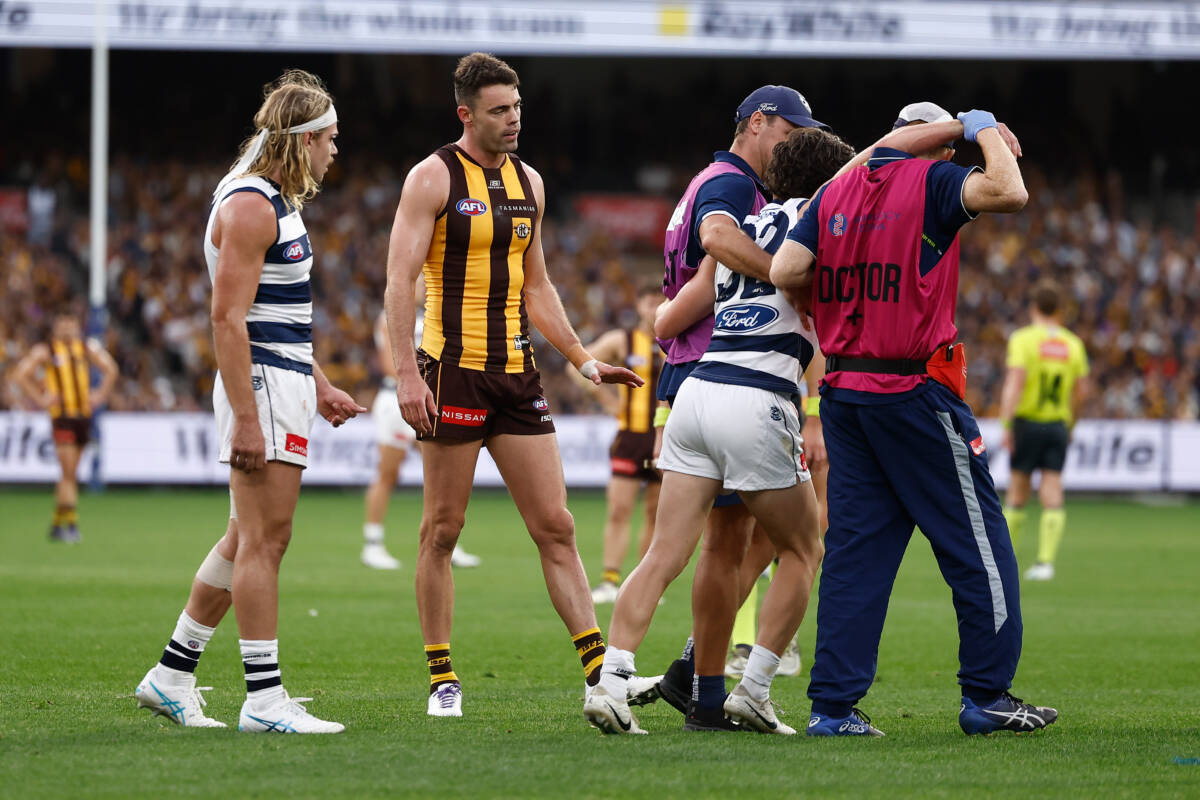 Article image for Rory Sloane and Matthew Richardson’s snap reaction to Conor Nash’s ‘wild swing’