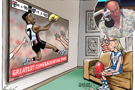 The mistake spotted in today’s Herald Sun cartoon which Ross believes could be a collector’s item