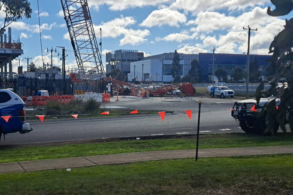 Article image for Wind knocks over crane in Melbourne’s west