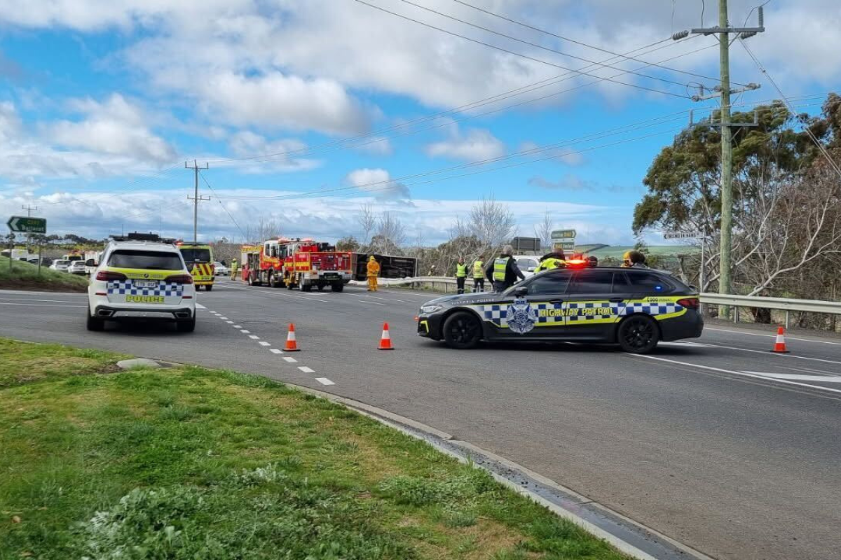 Article image for Student dead after school bus rollover near Geelong