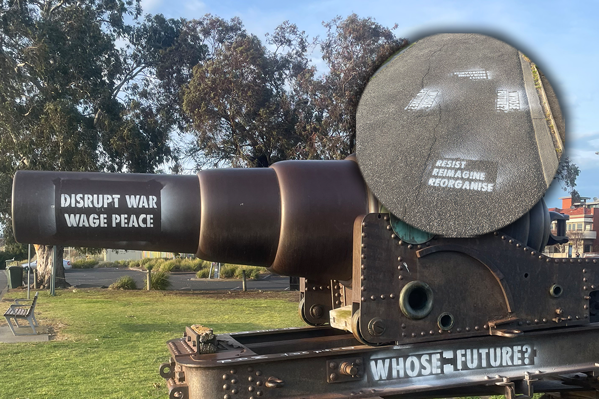 Article image for Cannons defaced with anti-war statements in Melbourne’s west