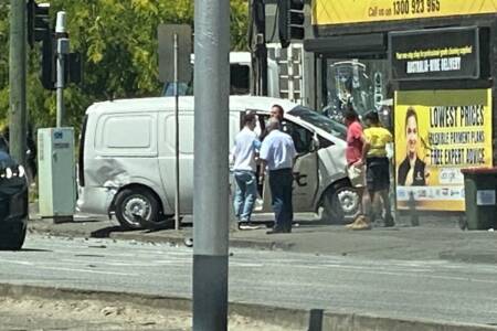 Van crashes through window of cleaning store in South Melbourne